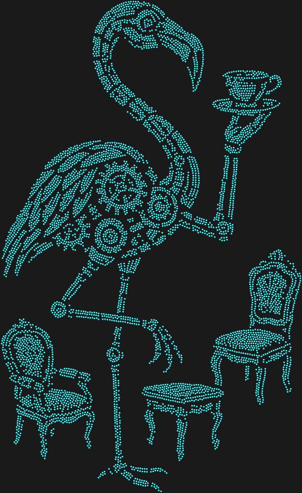Трафарет Чаепитие механического фламинго — RHT_FLAMINGO2_SS10_AQUAMARINE