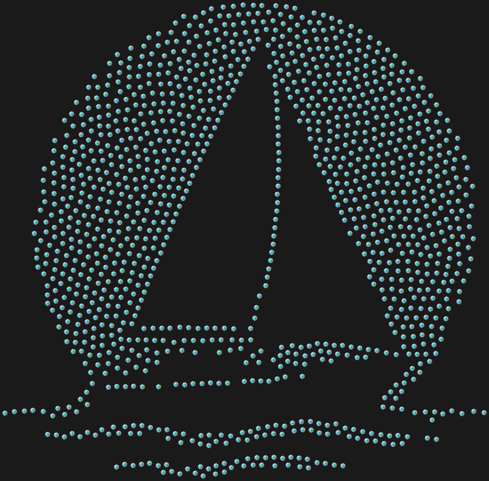 Трафарет Яхта на закатном солнце — RHT_BOAT3_SS10_CRYSTAL_AB_DMC