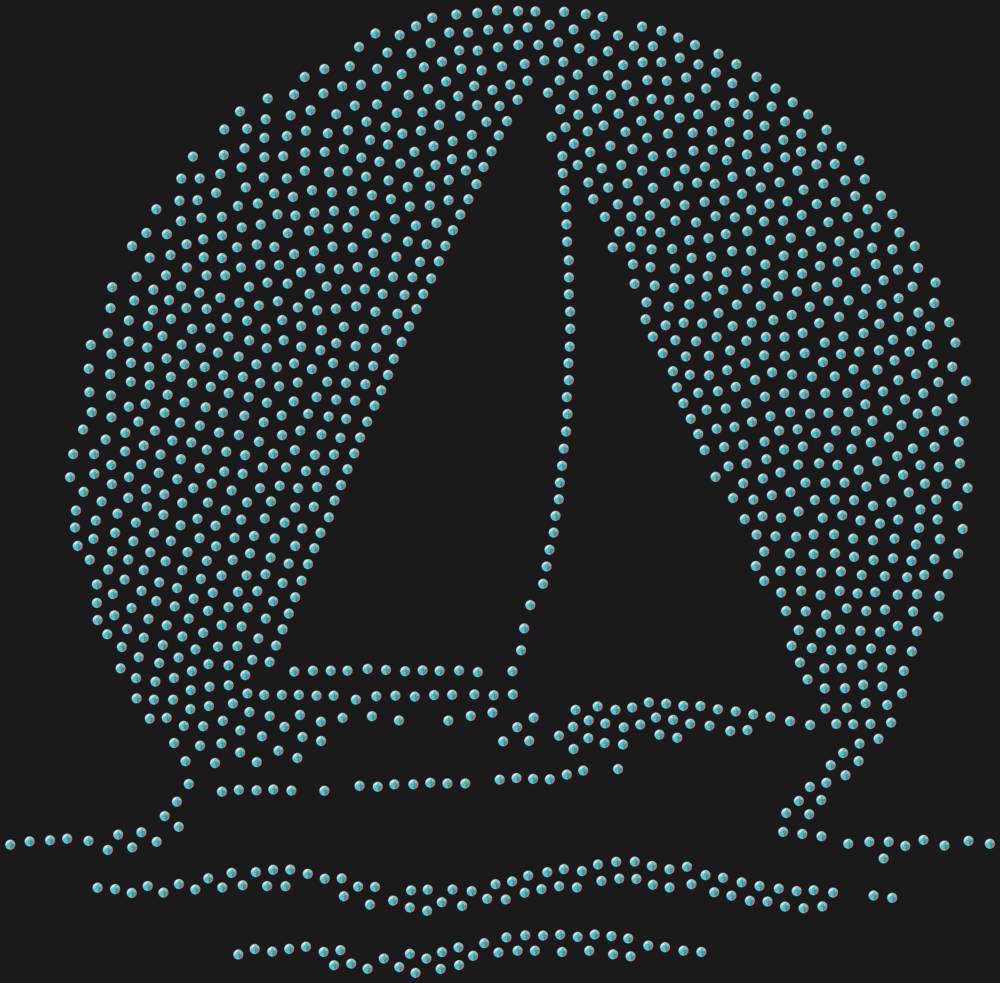 Трафарет Яхта на закатном солнце — RHT_BOAT3_SS20_CRYSTAL_AB_DMC