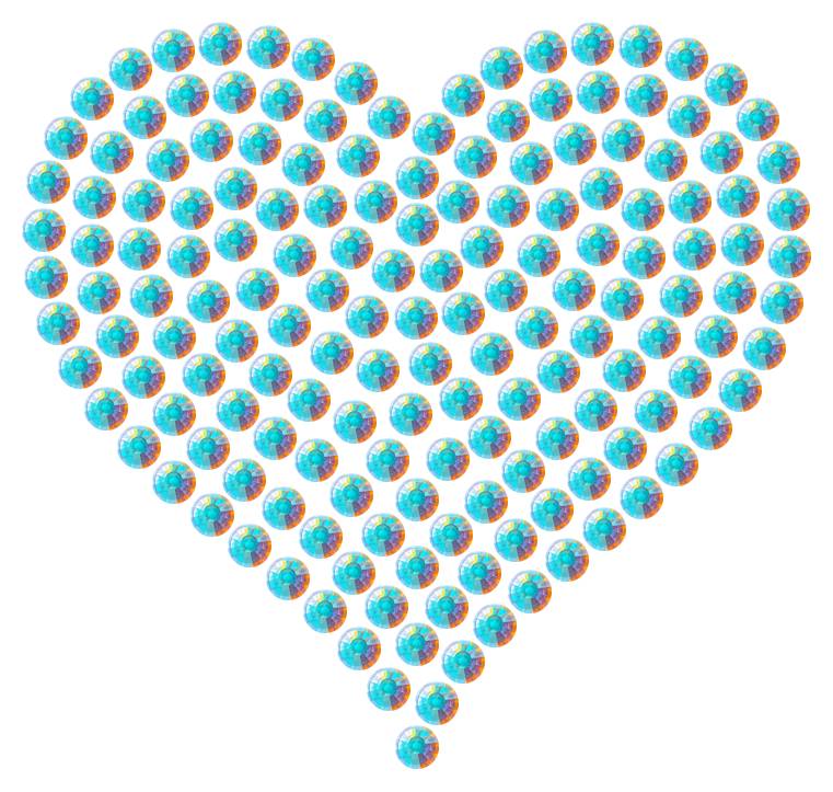 Трафарет Сердце среднее — RHT_HEART2_SS12_CRYSTAL_AB_DMC