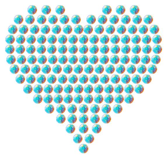 Трафарет Сердце компактное — RHT_HEART5_SS10_CRYSTAL_AB_DMC