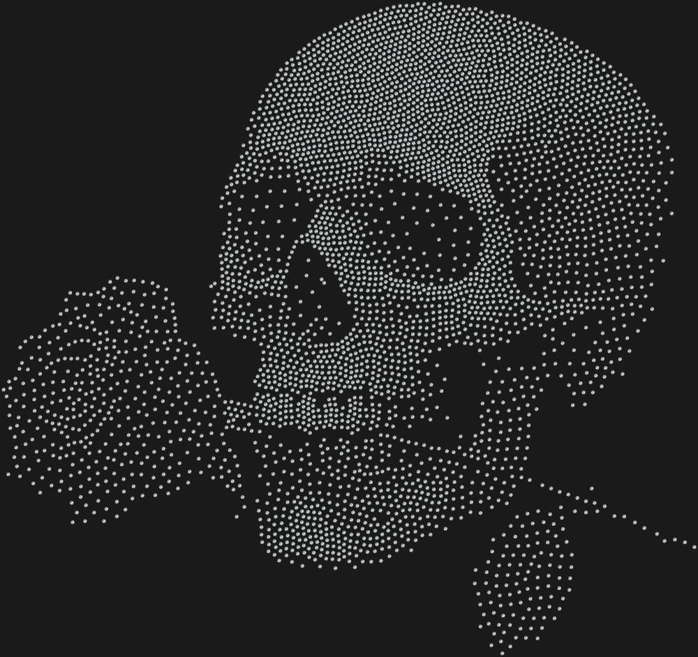 Трафарет Череп с розой — RHT_SKULLROSE1_SS10_CRYSTAL_CLEAR