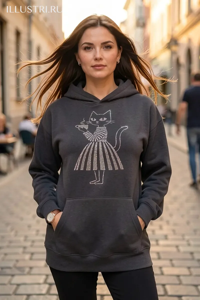 Визуализация Кошечка в полосатом платье