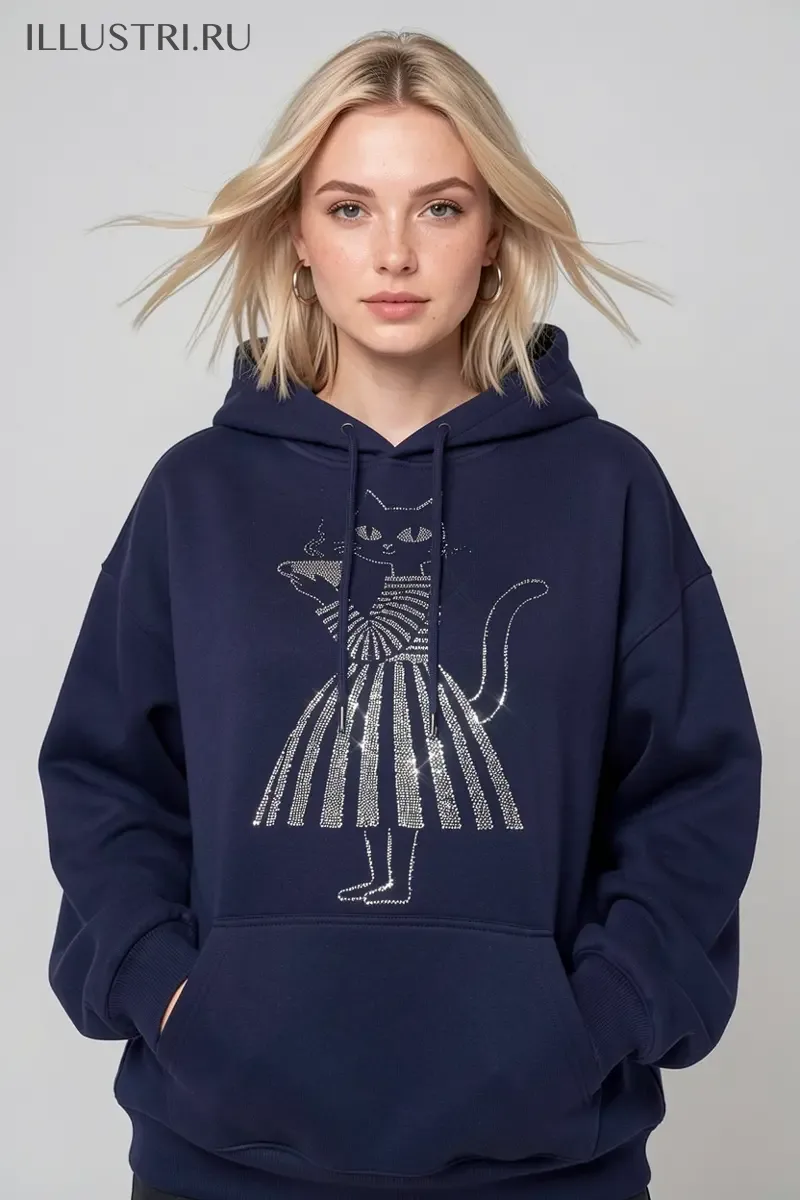 Визуализация Кошечка в полосатом платье