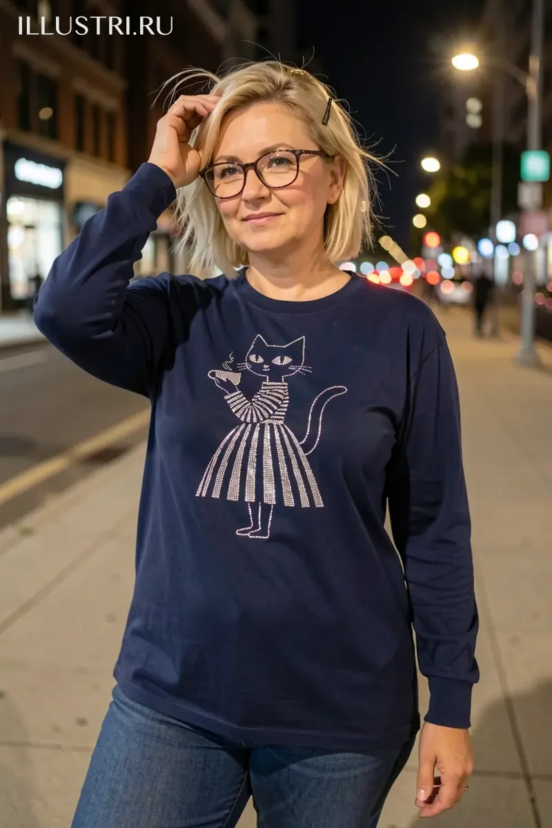 Визуализация Кошечка в полосатом платье