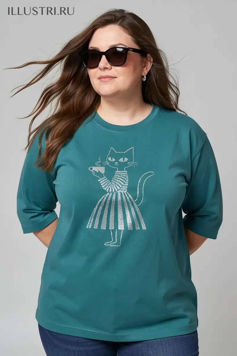 Визуализация Кошечка в полосатом платье