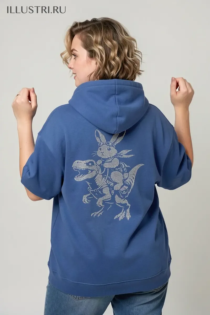 Визуализация Зайчик верхом на динозавре