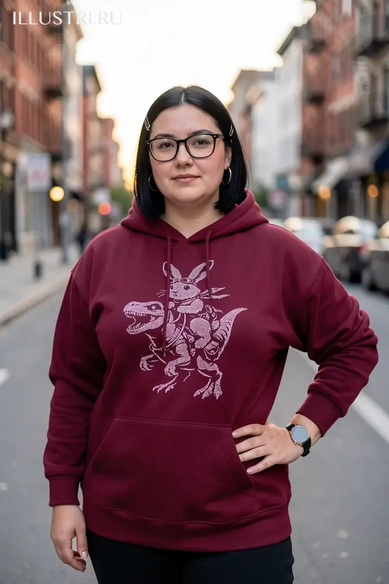 Визуализация Зайчик верхом на динозавре