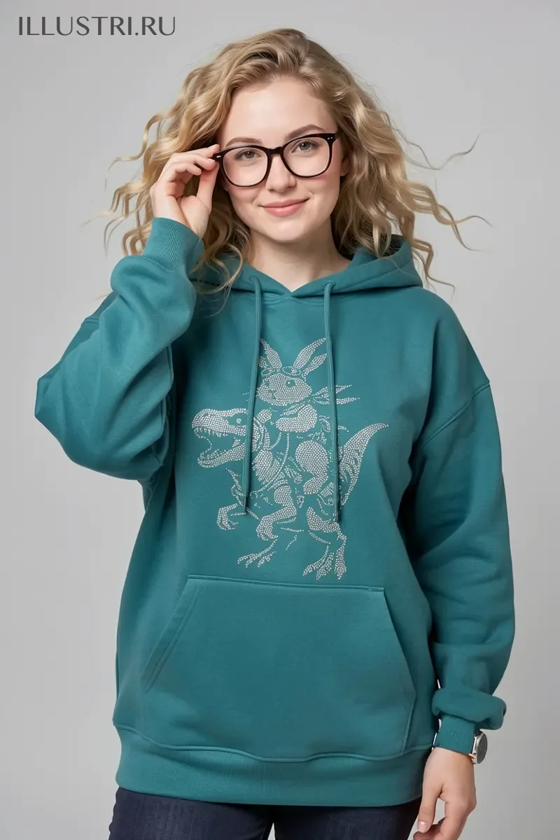 Визуализация Зайчик верхом на динозавре