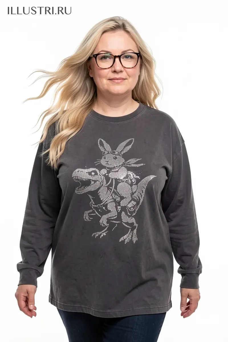 Визуализация Зайчик верхом на динозавре