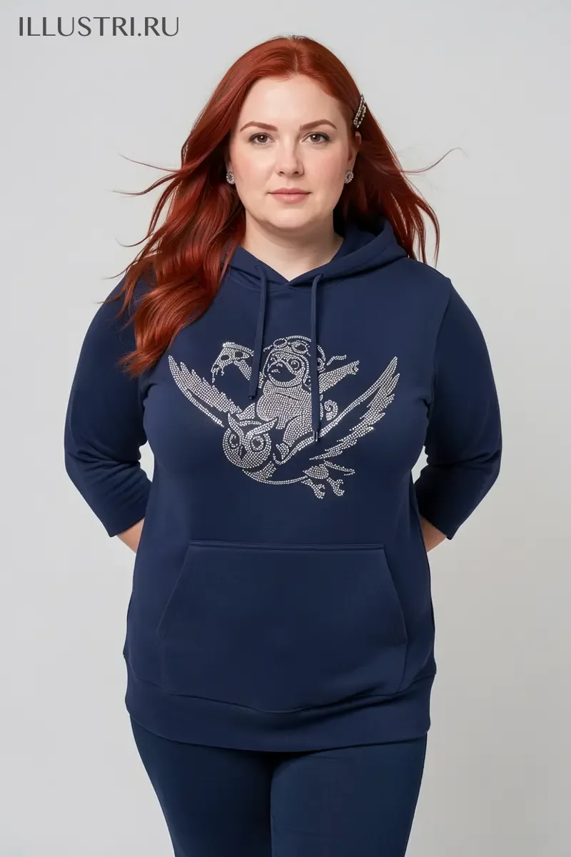 Визуализация Мопс с пиццей верхом на сове