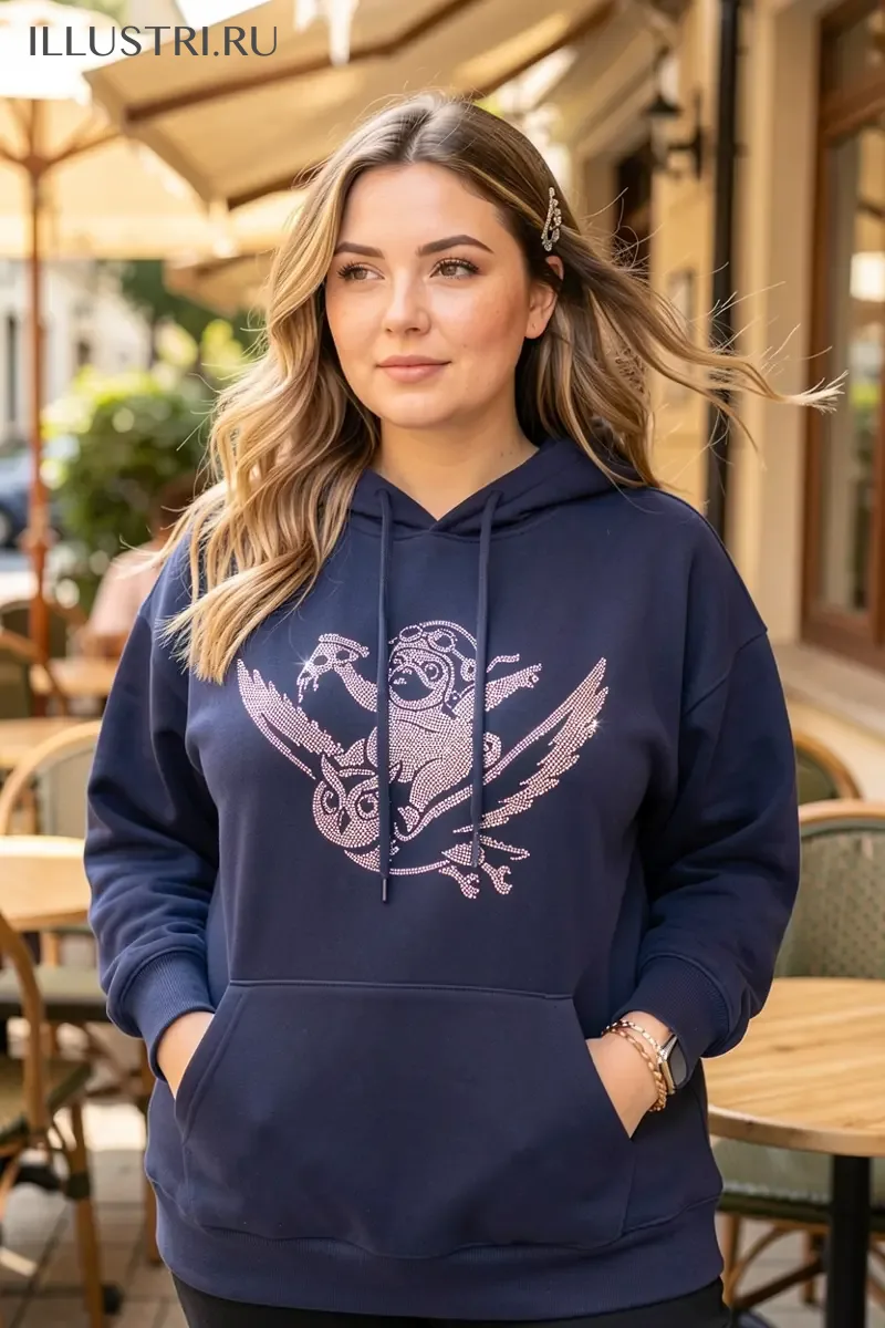 Визуализация Мопс с пиццей верхом на сове