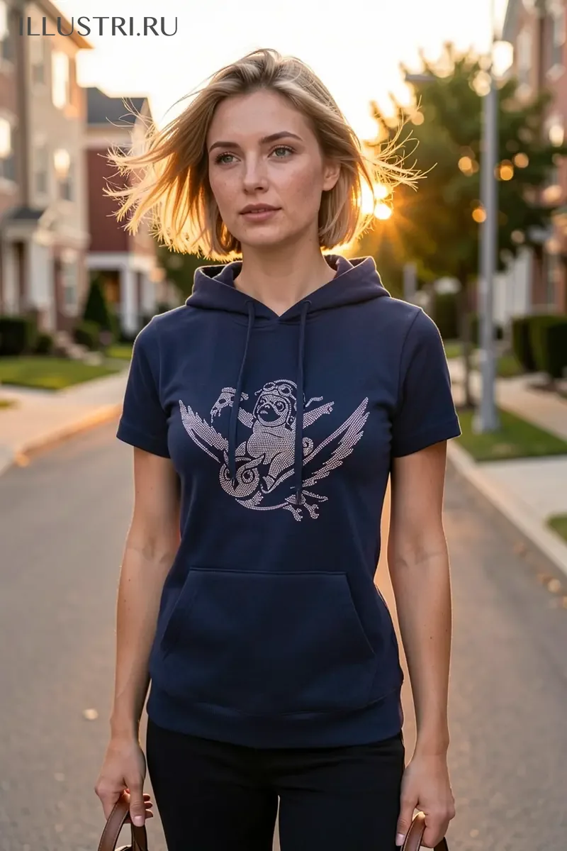 Визуализация Мопс с пиццей верхом на сове