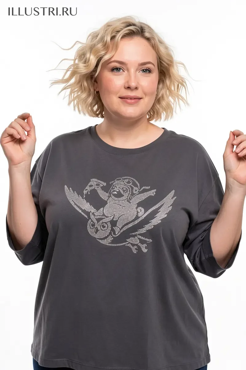 Визуализация Мопс с пиццей верхом на сове