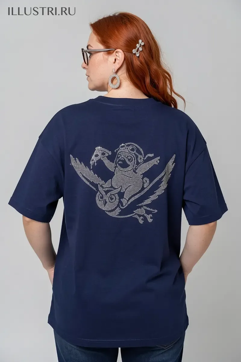 Визуализация Мопс с пиццей верхом на сове