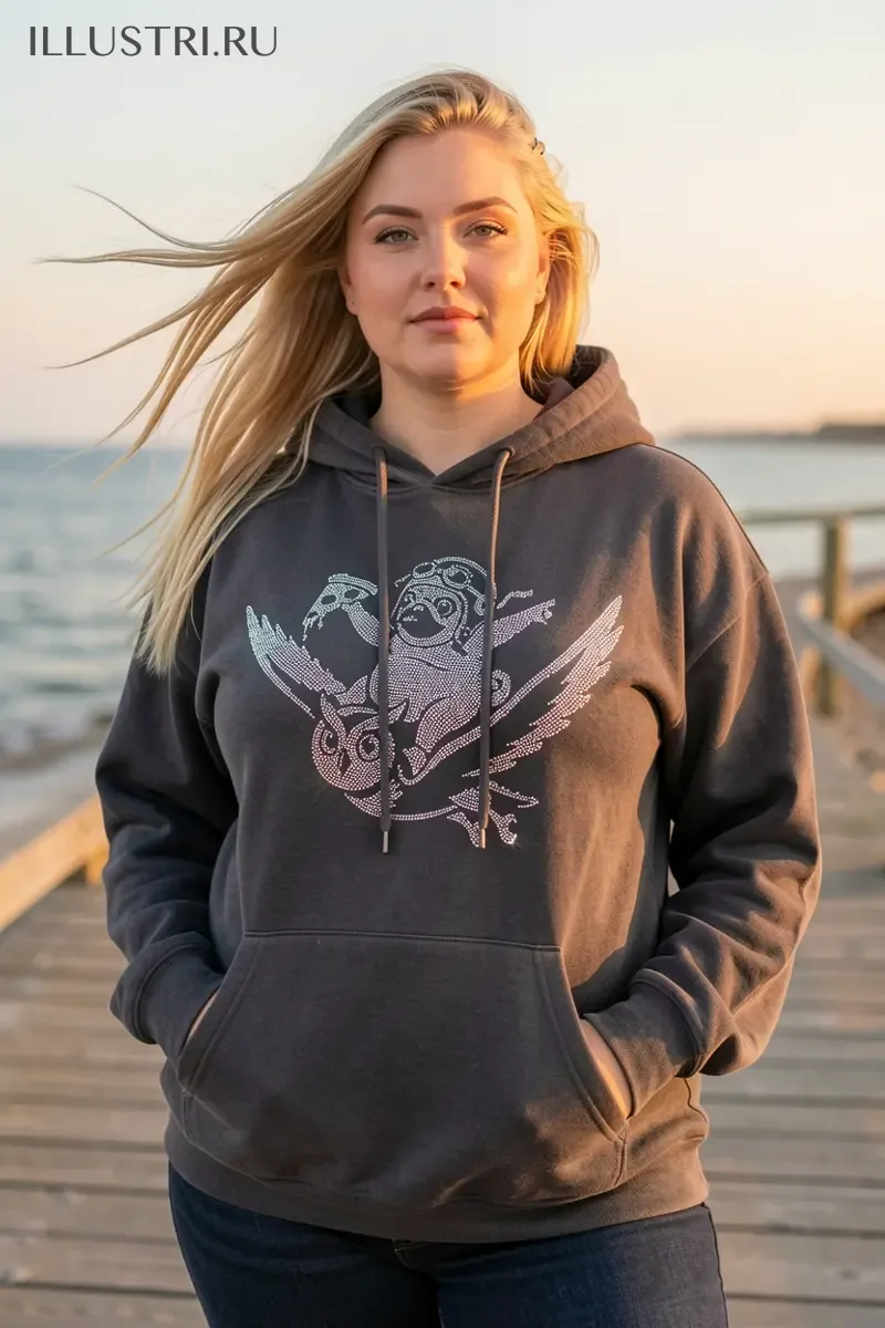 Визуализация Мопс с пиццей верхом на сове