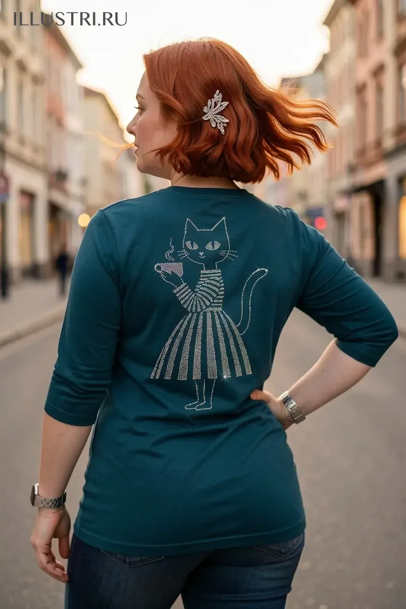 Визуализация Кошечка в полосатом платье