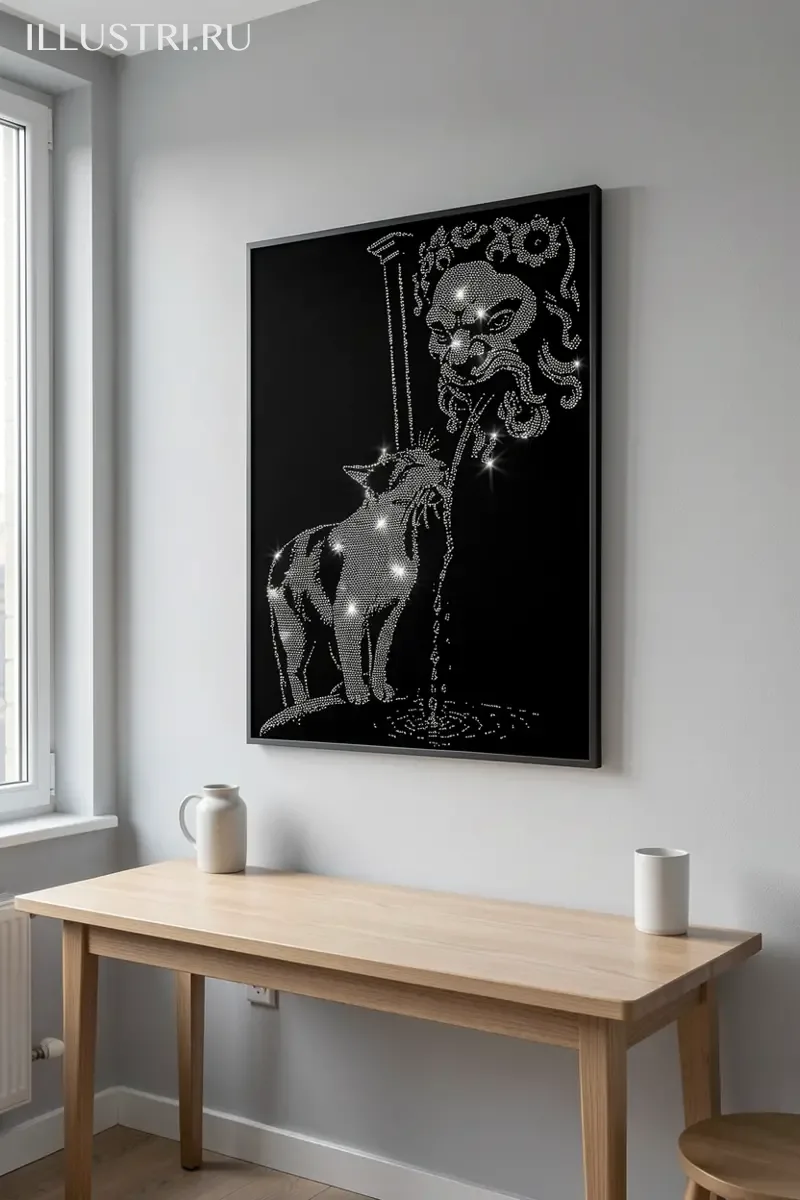 Визуализация Котик пьет у фонтана