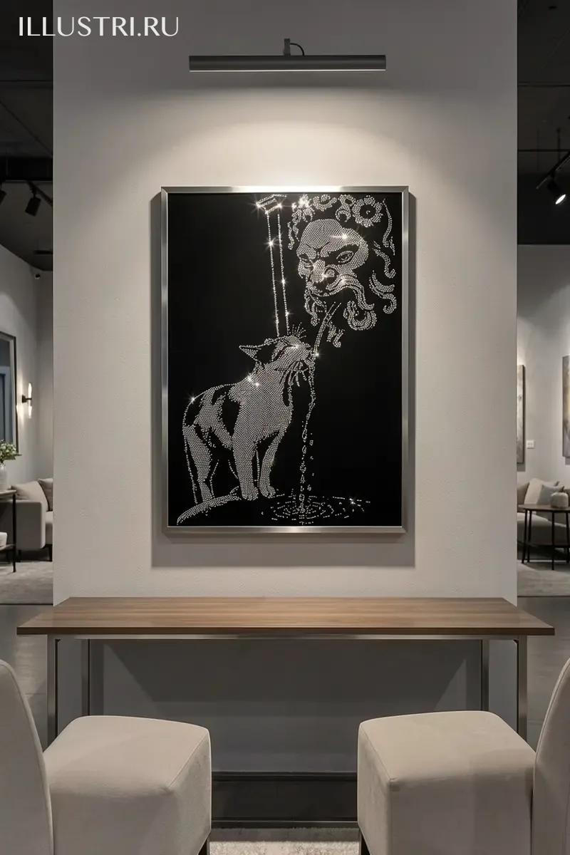 Визуализация Котик пьет у фонтана