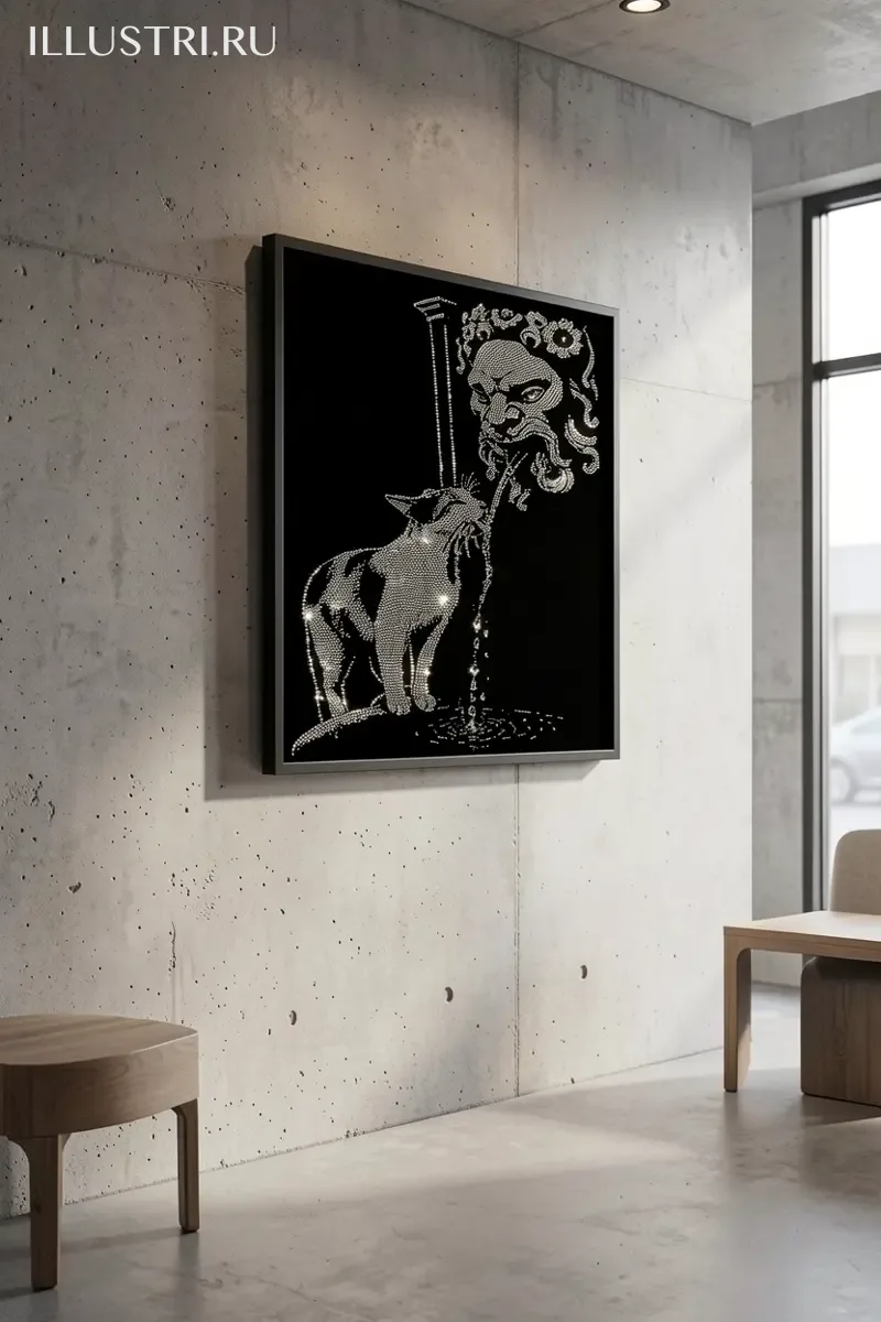 Визуализация Котик пьет у фонтана