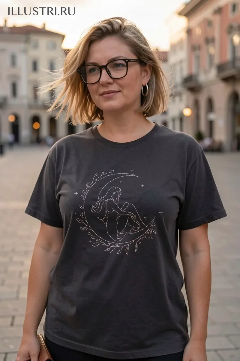 Визуализация Девушка на луне в веточке