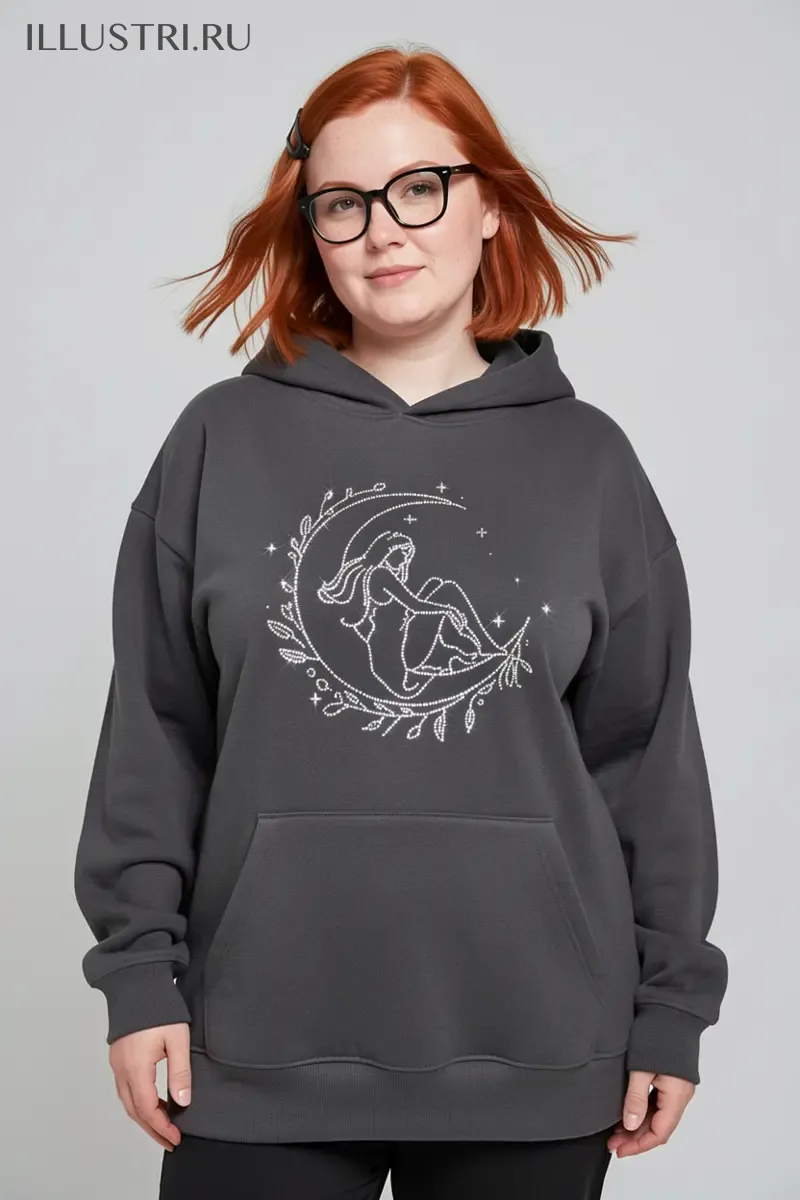 Визуализация Девушка на луне в веточке