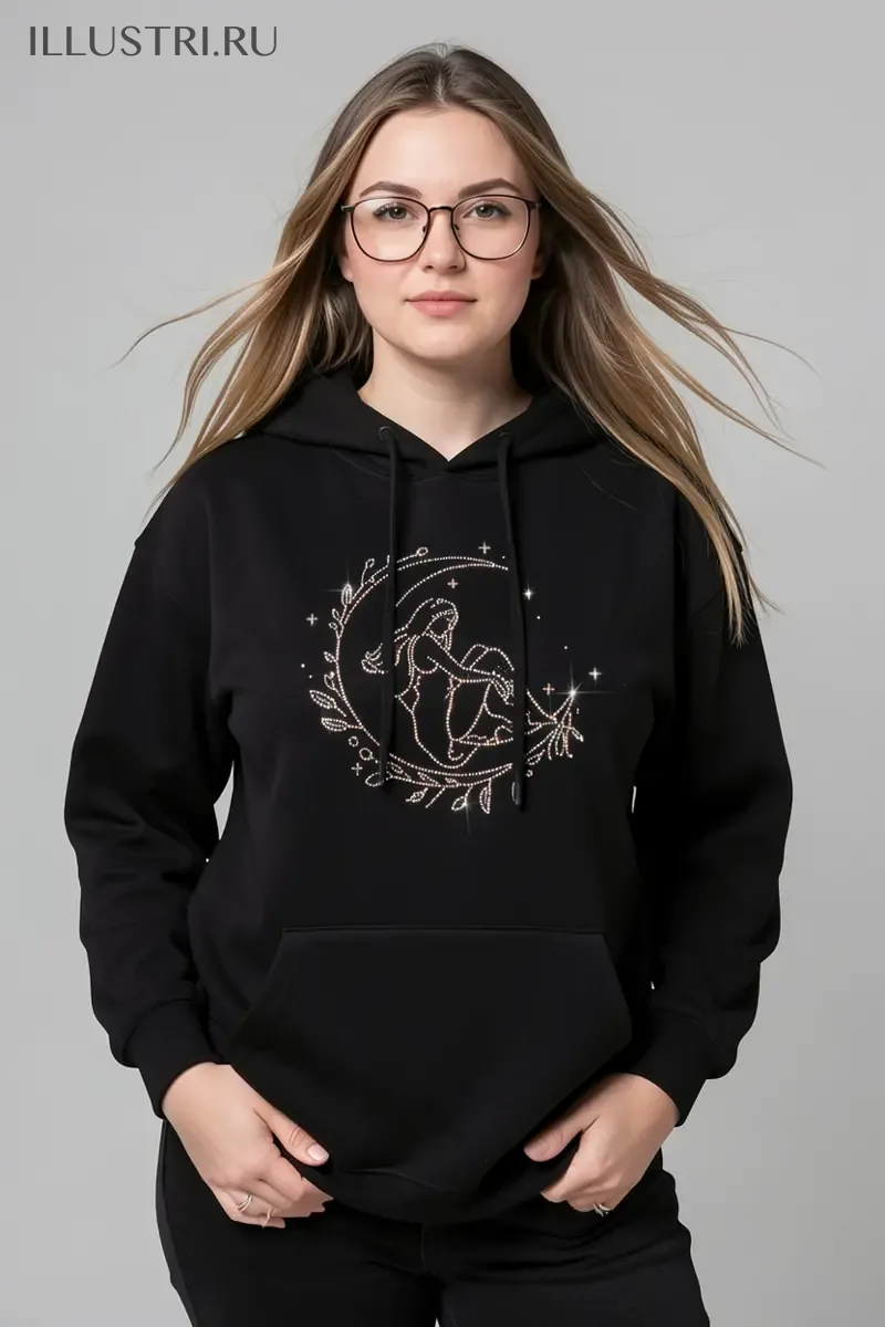 Визуализация Девушка на луне в веточке