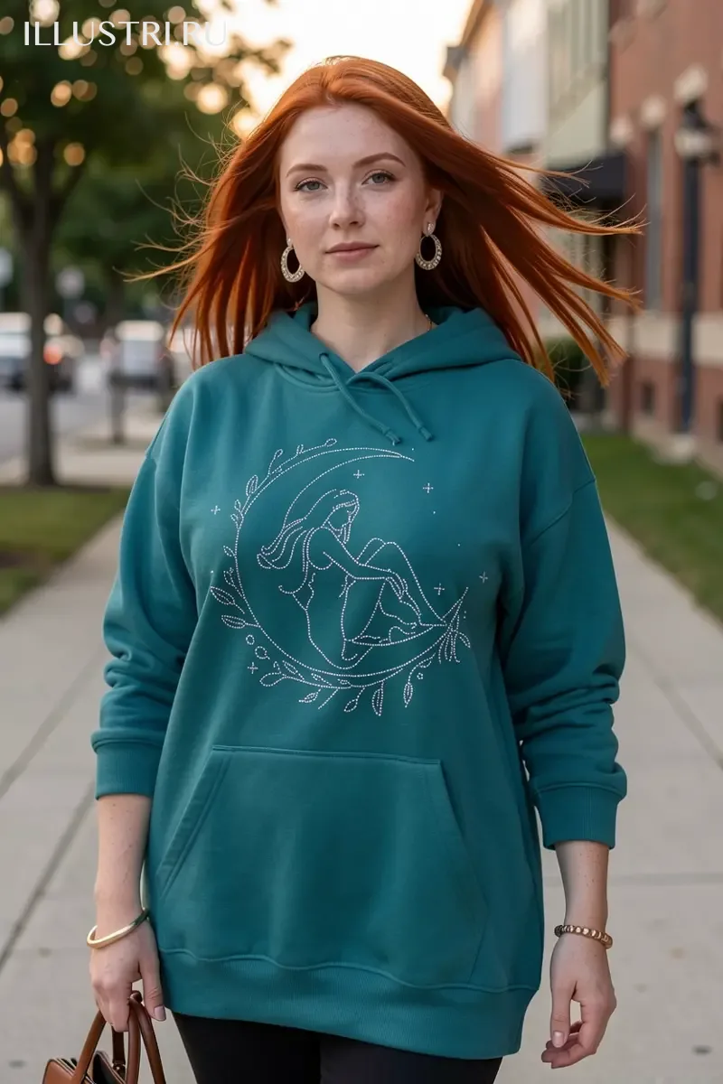 Визуализация Девушка на луне в веточке