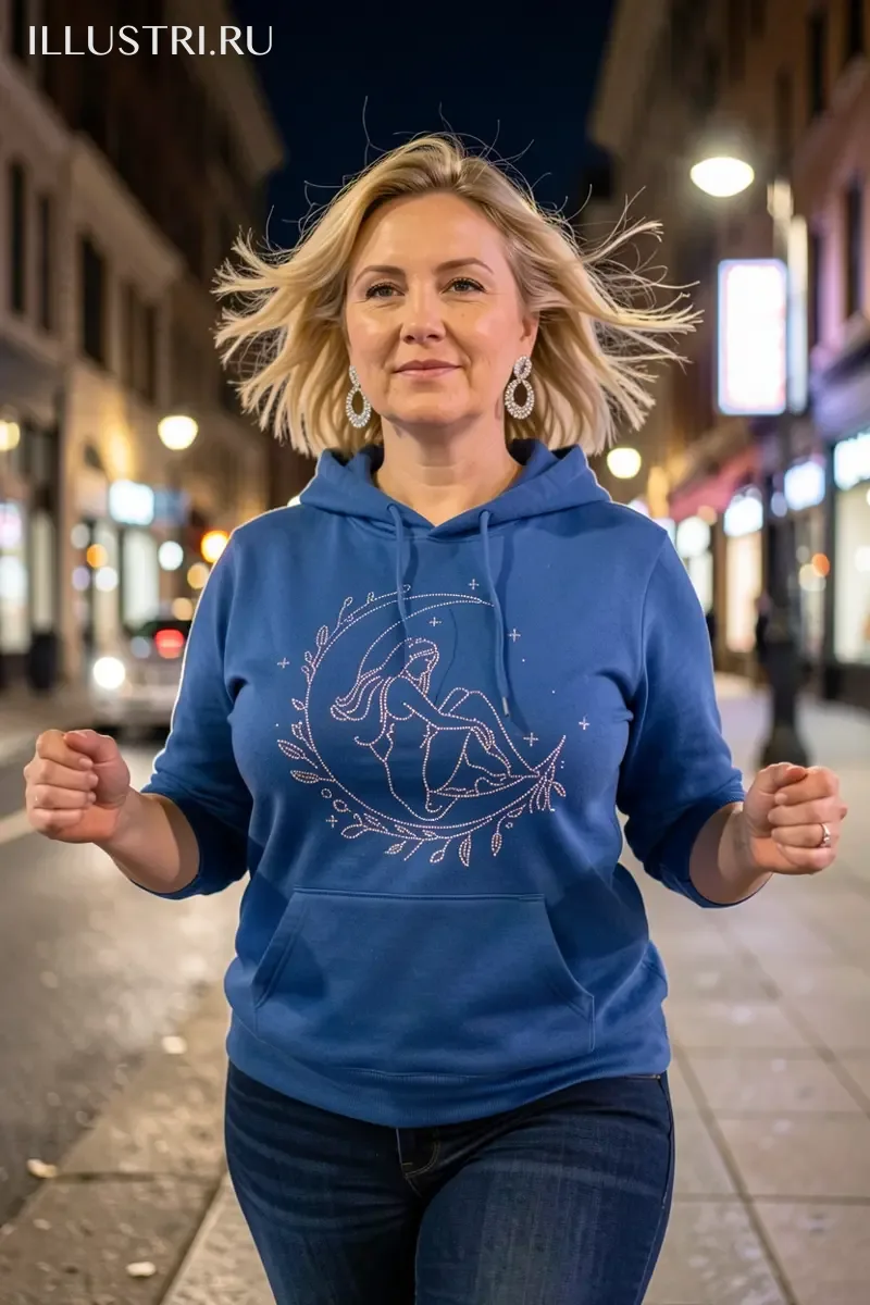 Визуализация Девушка на луне в веточке