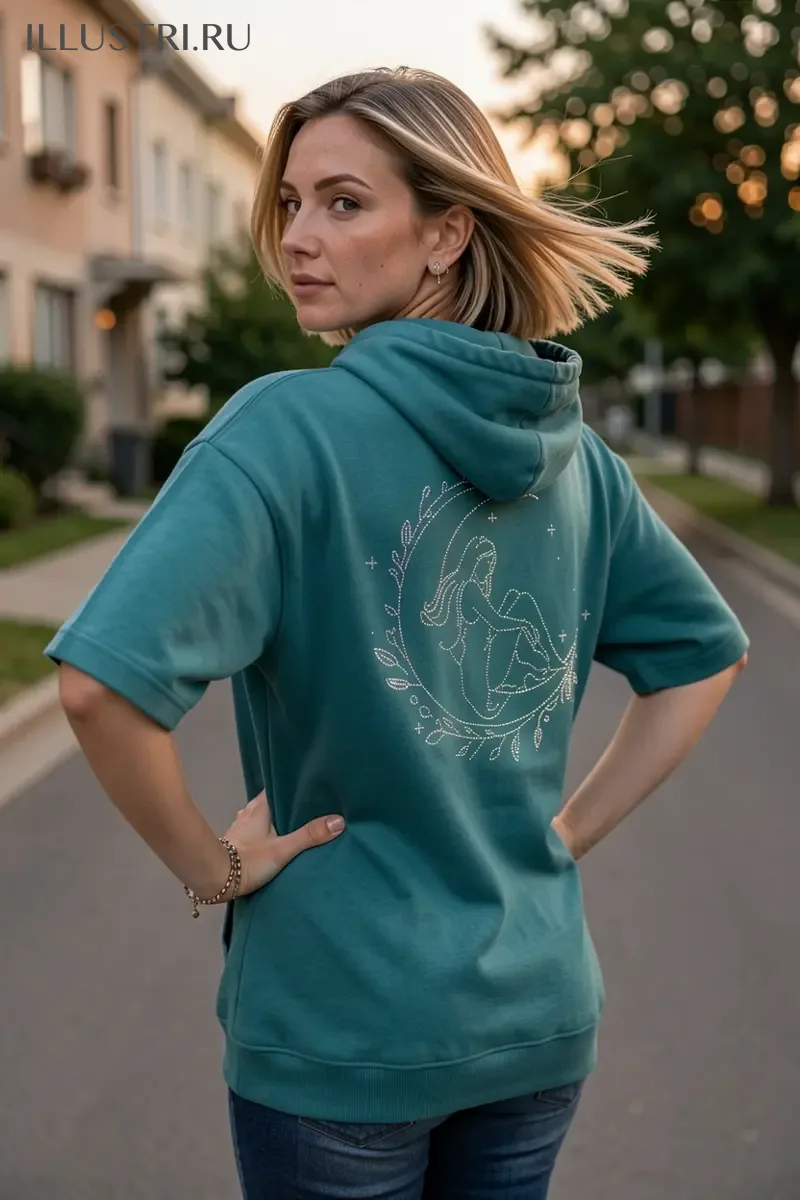 Визуализация Девушка на луне в веточке