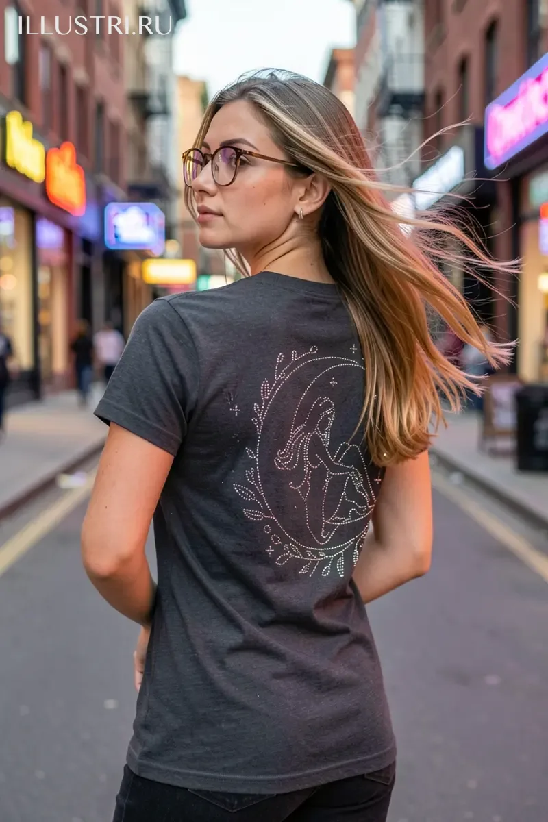 Визуализация Девушка на луне в веточке