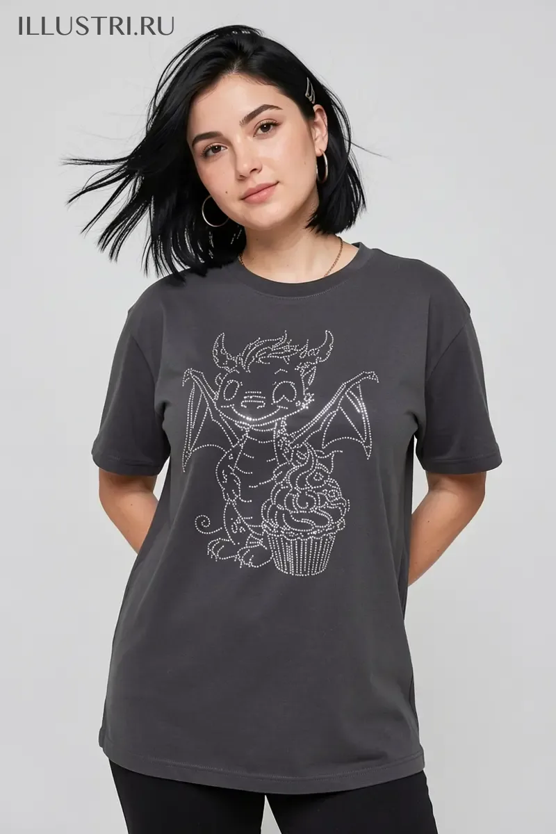 Визуализация Дракончик  с кексом кристалл