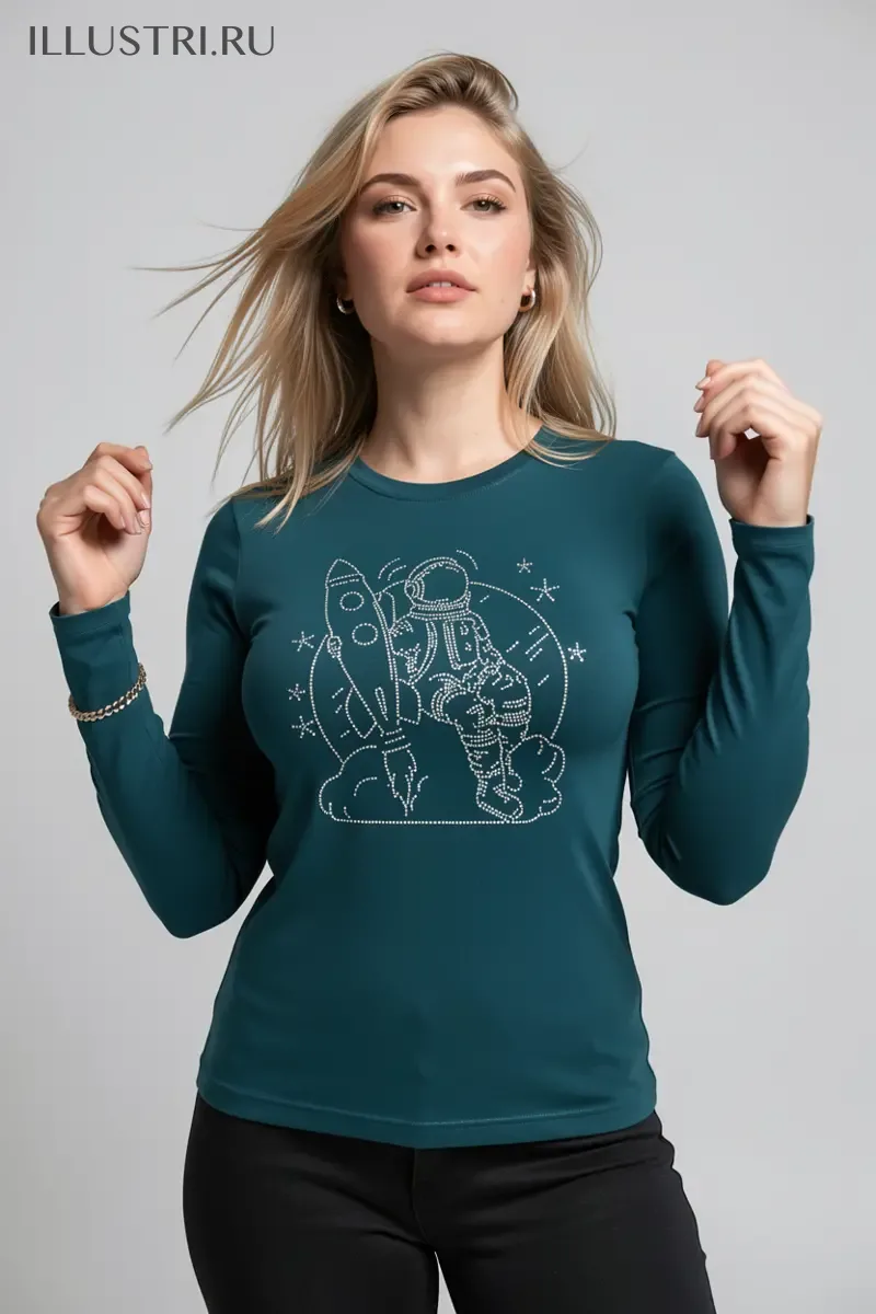 Визуализация Космонавт с ракетой в руке