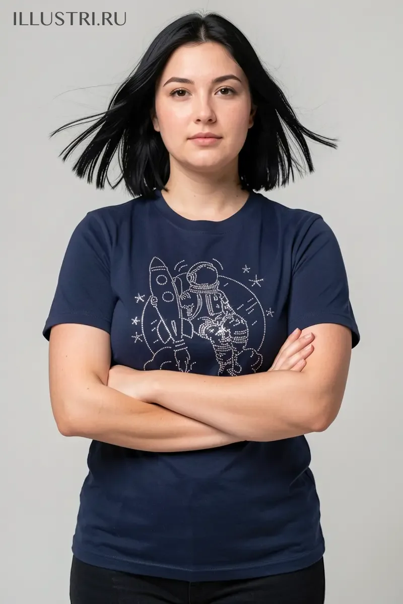 Визуализация Космонавт с ракетой в руке