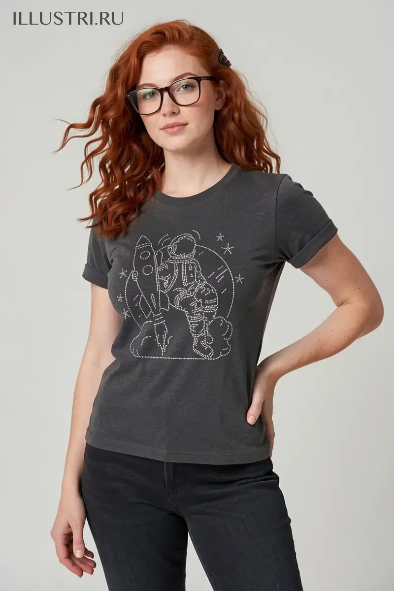 Визуализация Космонавт с ракетой в руке