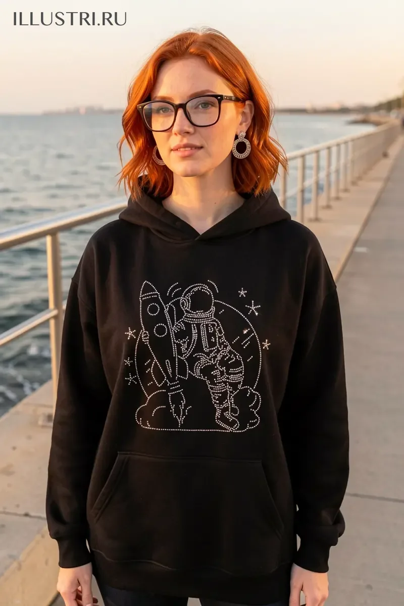 Визуализация Космонавт с ракетой в руке