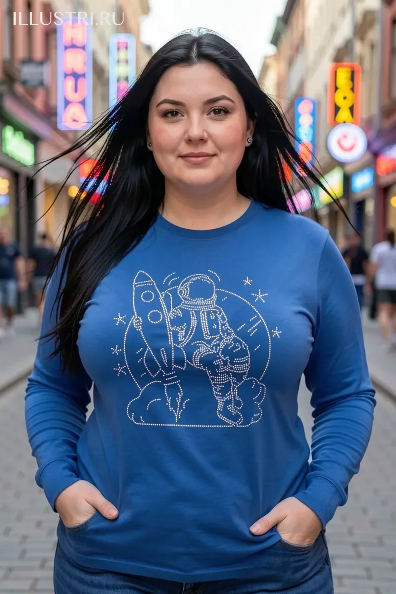 Визуализация Космонавт с ракетой в руке