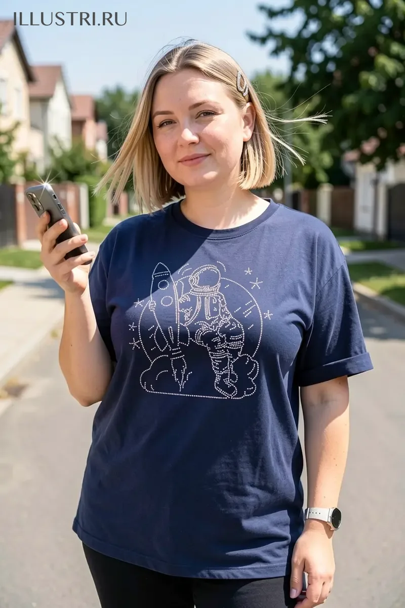 Визуализация Космонавт с ракетой в руке