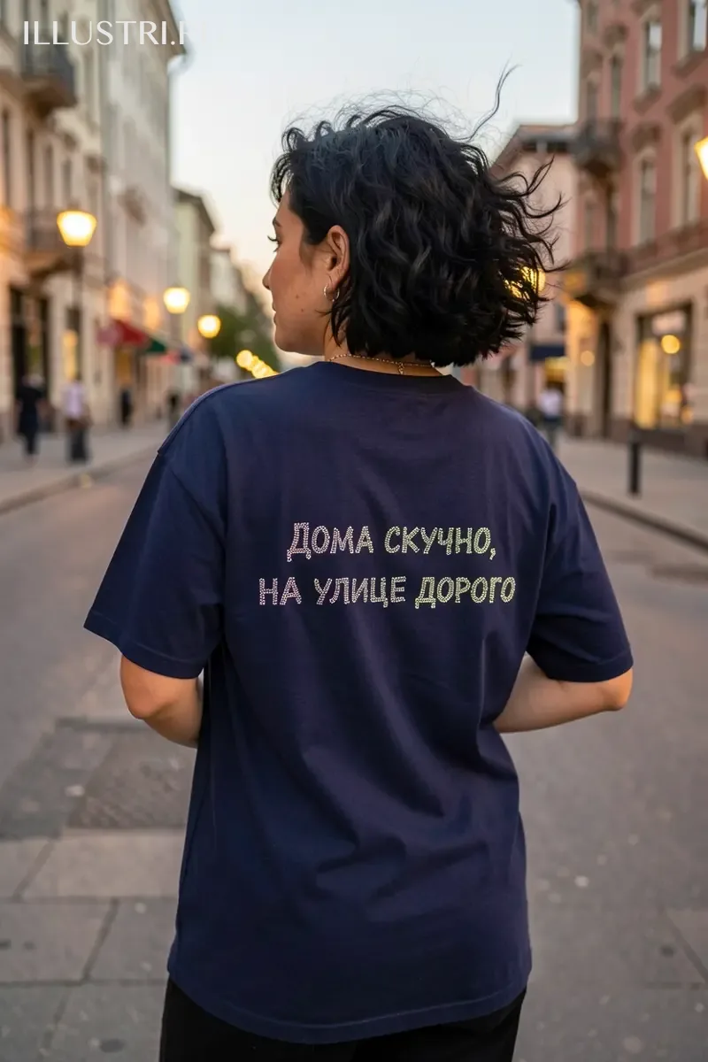 Визуализация Надпись - Дома скучно, на улице дорого