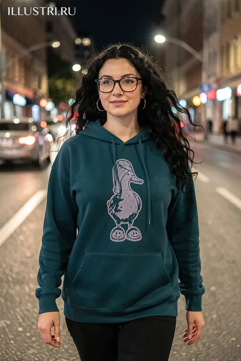 Визуализация Гусь в полотенце и тапочках