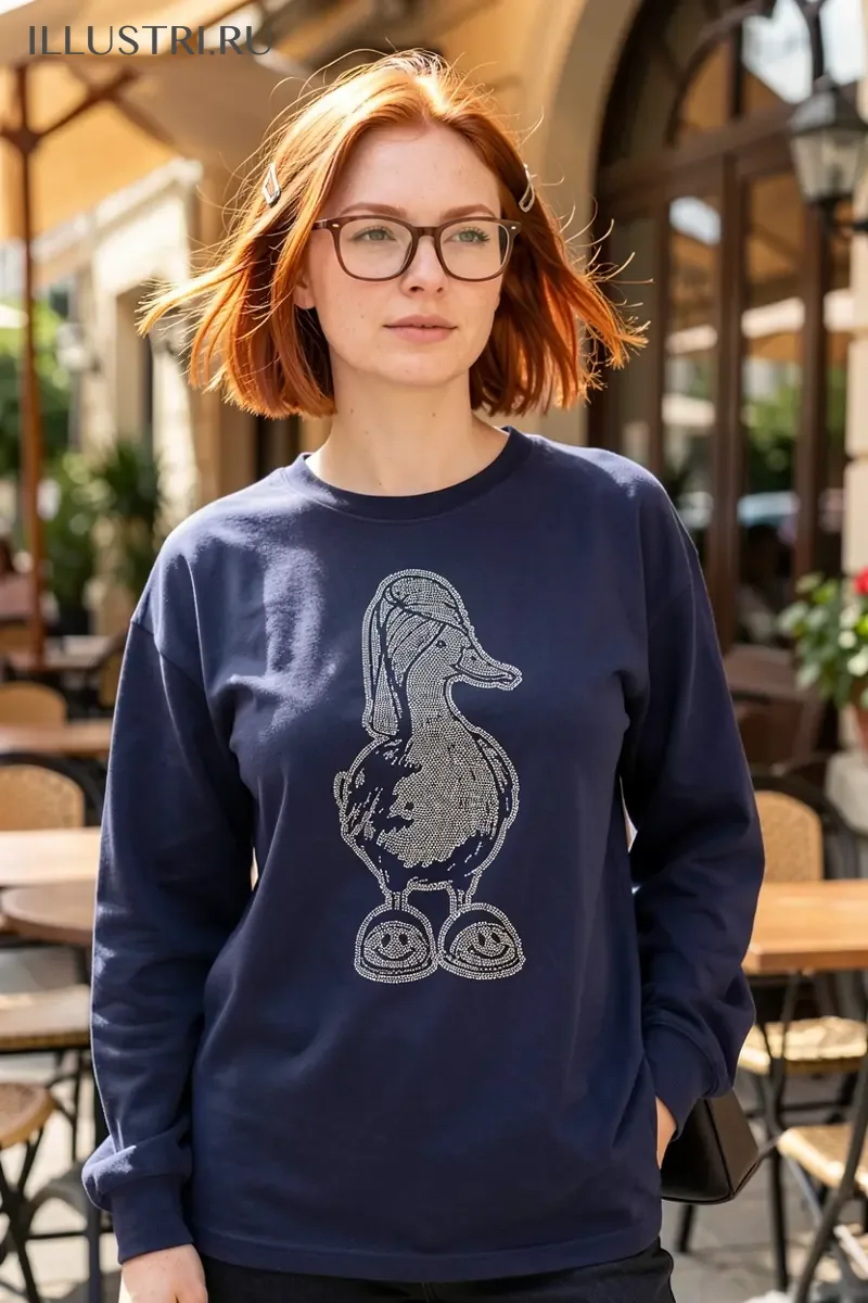 Визуализация Гусь в полотенце и тапочках