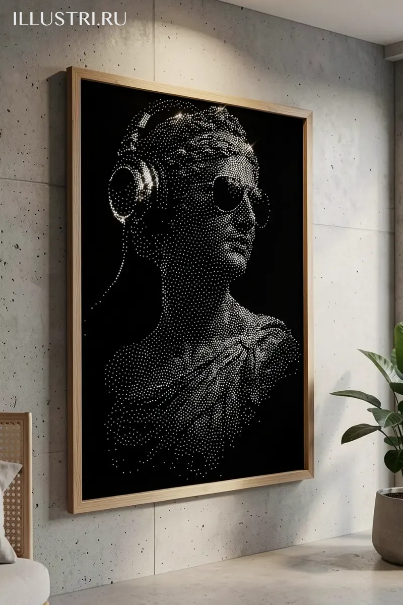 Визуализация Статуя в очках и наушниках