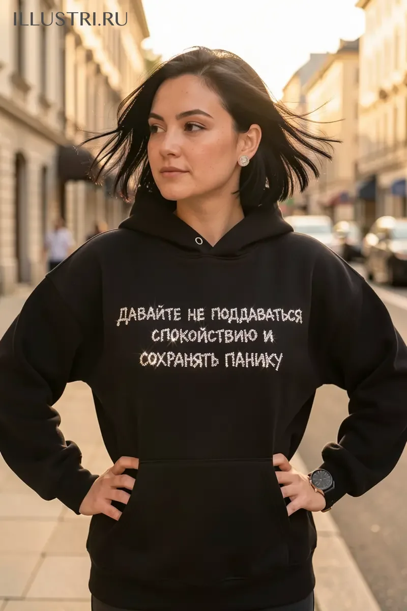 Визуализация Надпись - Давайте не поддаваться спокойствию и сохранять панику