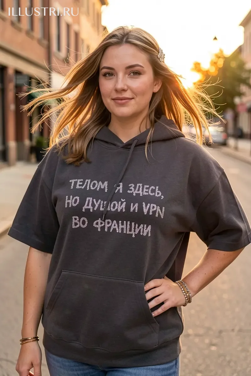 Визуализация Надпись - Телом я здесь, но душой и vpn во Франции