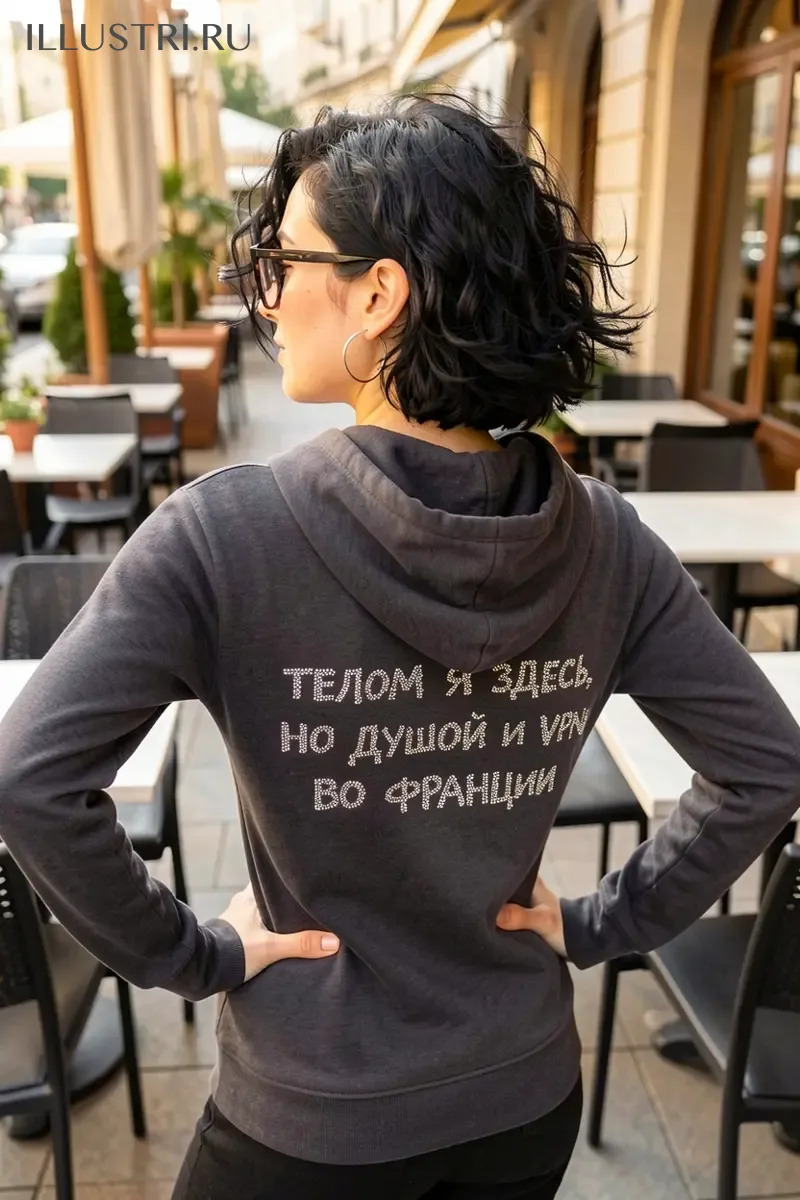 Визуализация Надпись - Телом я здесь, но душой и vpn во Франции