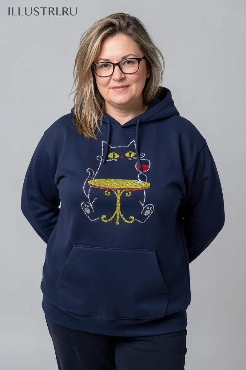 Визуализация Кот с вином