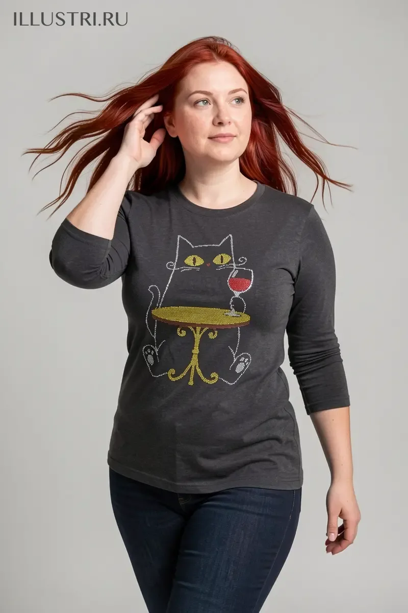 Визуализация Кот с вином