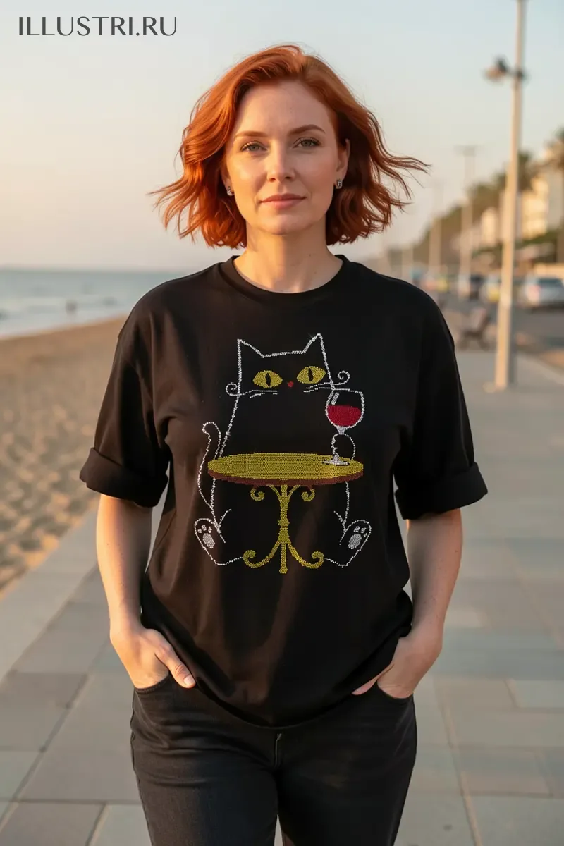 Визуализация Кот с вином