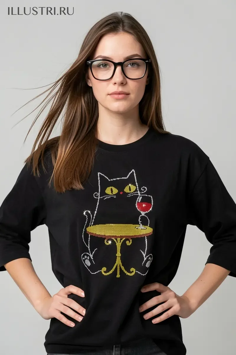 Визуализация Кот с вином