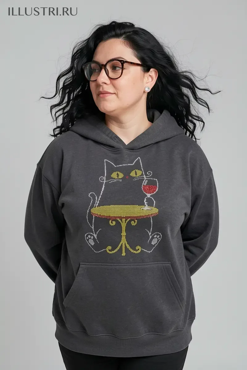 Визуализация Кот с вином